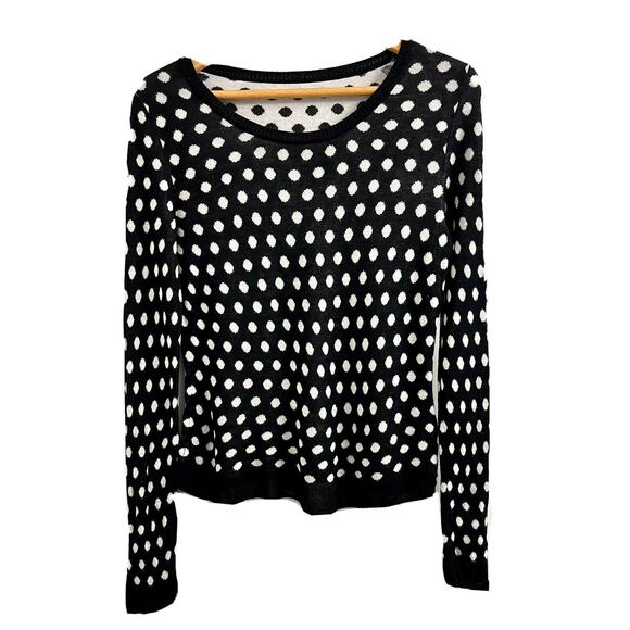 KENSIE Polka Dot Black/White Lightweight Sweater Sz Sm - Picture 1 of 5